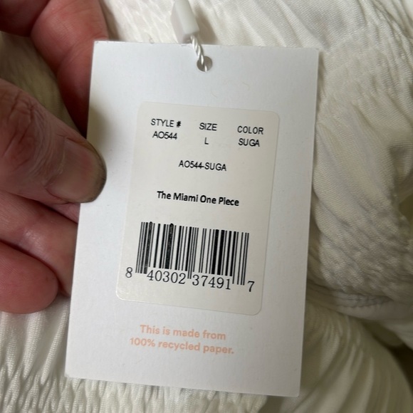 Andie Miami One Piece Smocked Swimsuit White size L NWT - Picture 9 of 10